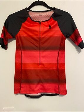 Coeur Women's Gradient Red Short-Sleeve Cycling Jersey